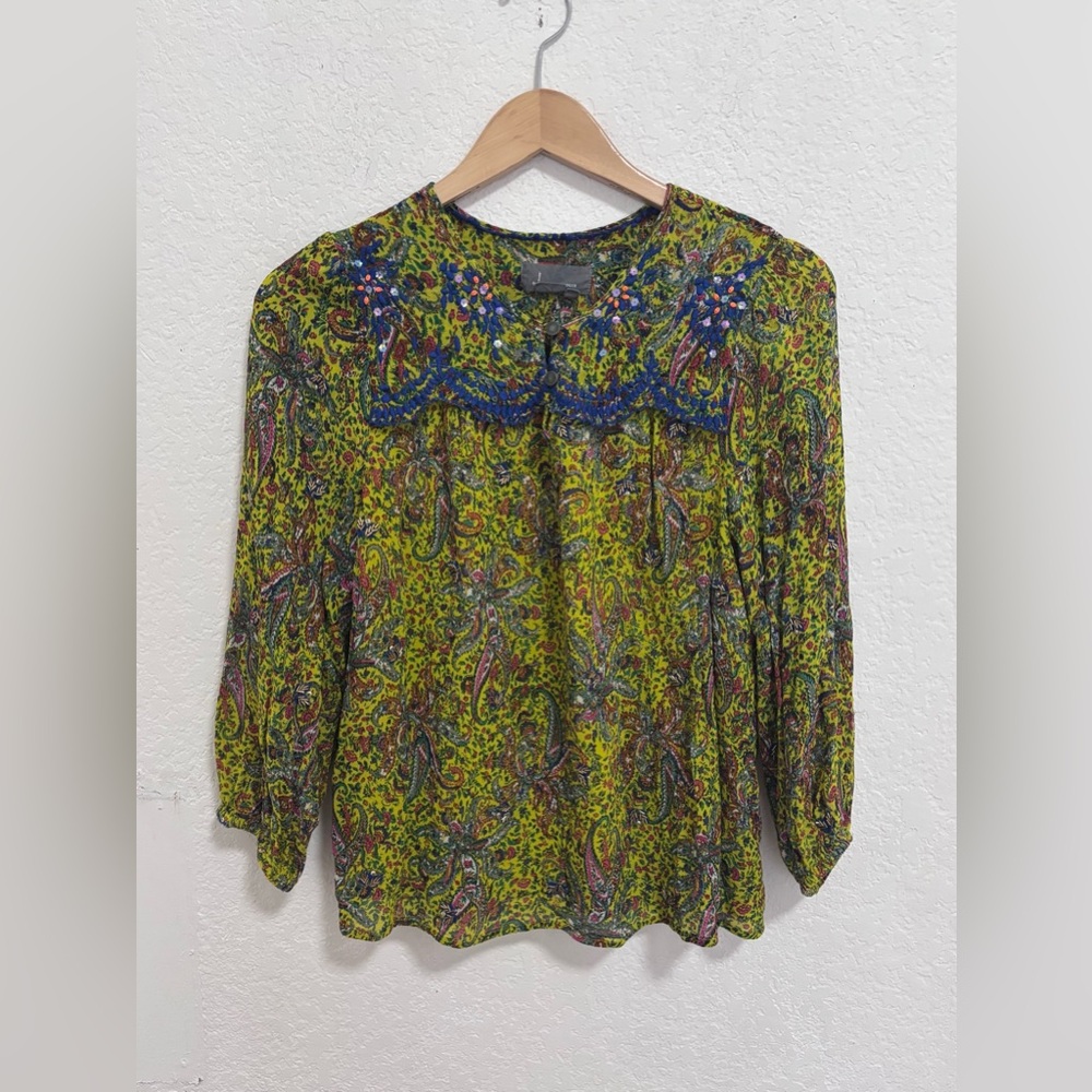 Anthropologie priya beaded blouse